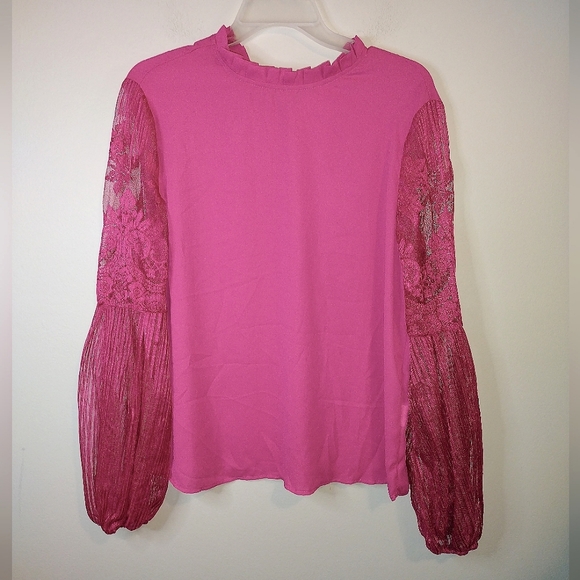 SHEIN Tops - 🔴3 for $15🔴 SheIn Pink blouse w Sheer Sleeves